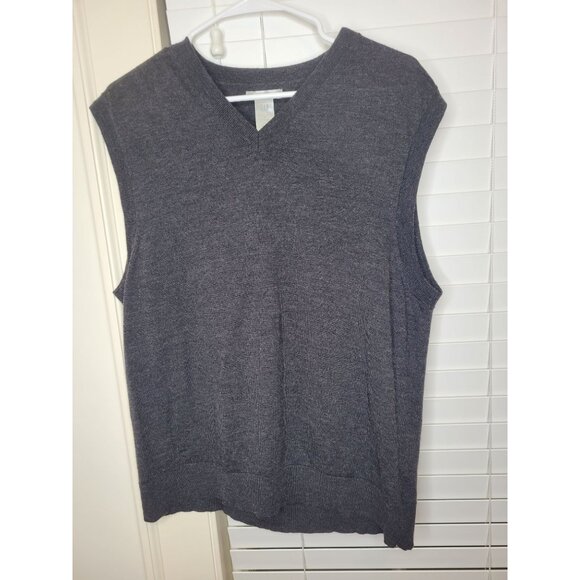 Mens Gap Italian Merino Wool V-Neck Sleeveless Sweater Vest Charcoal Gray L - Picture 1 of 4